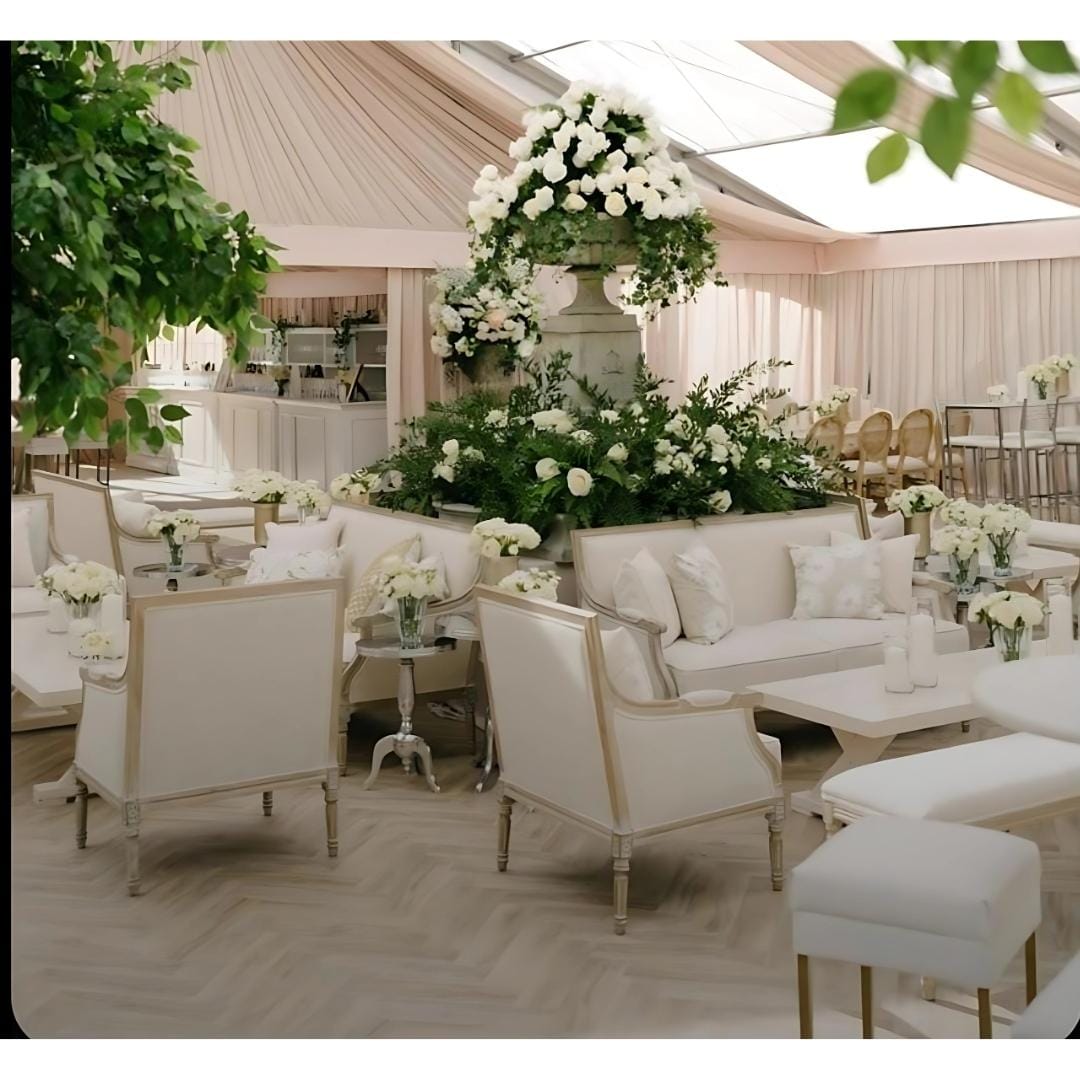 Island lounge with florals and cushions