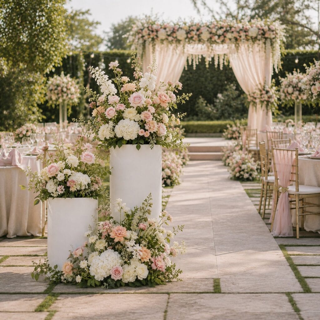 Round Fiber Modern Flower Pedestals