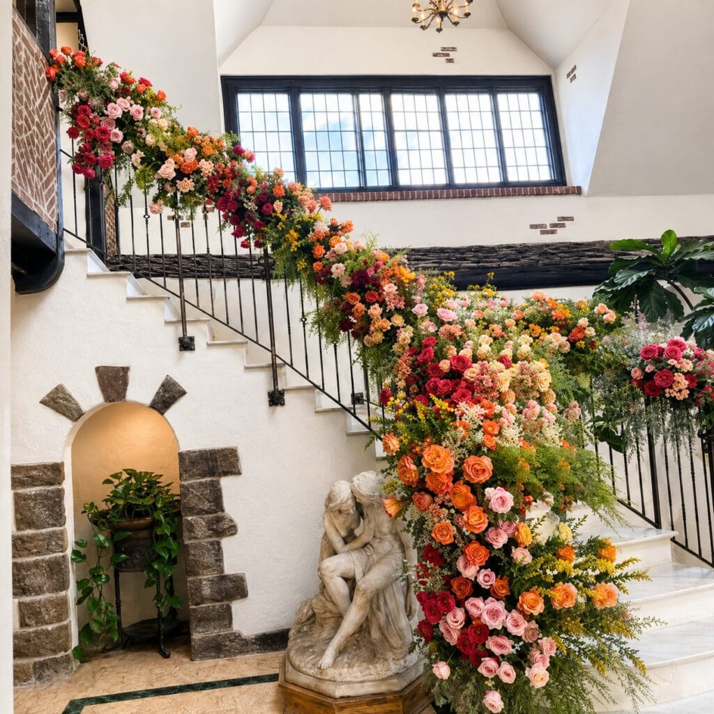 Staircase medium heavy Cascading Floral Decor