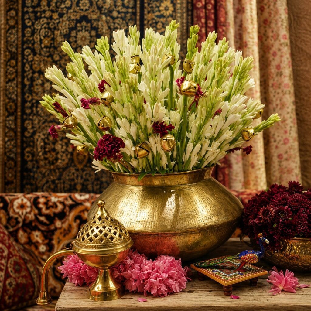 Indian Brass Floral Setting