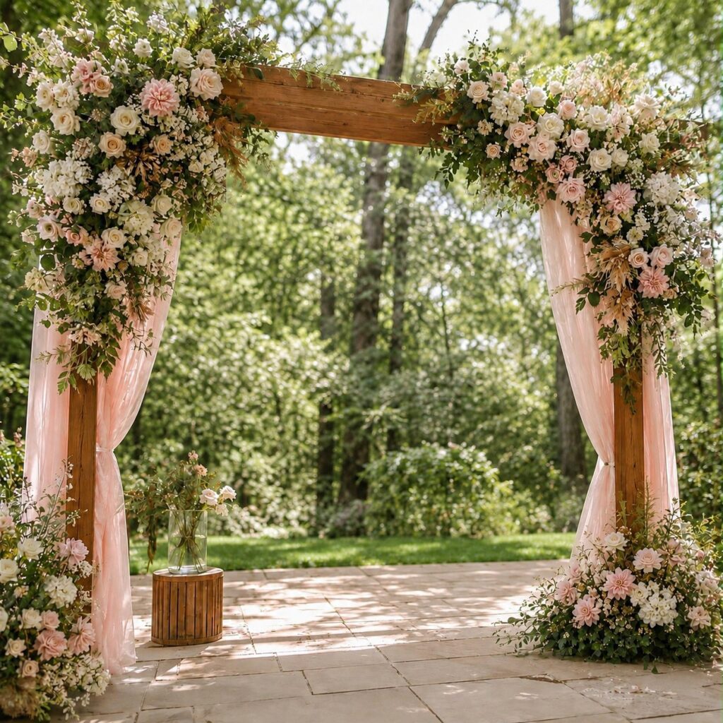 Day pastel Entry Decor - Structure, Drapes, Flowers