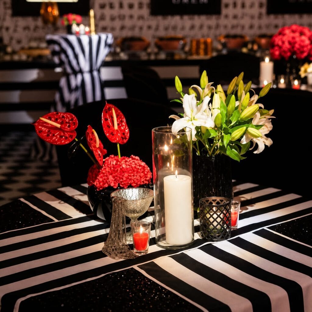 White and Red Table Decor