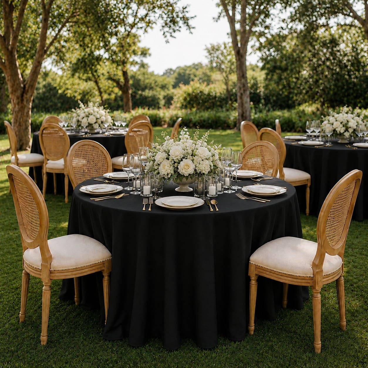 Round table with hi quality plain linens 4ft dia - Image 5