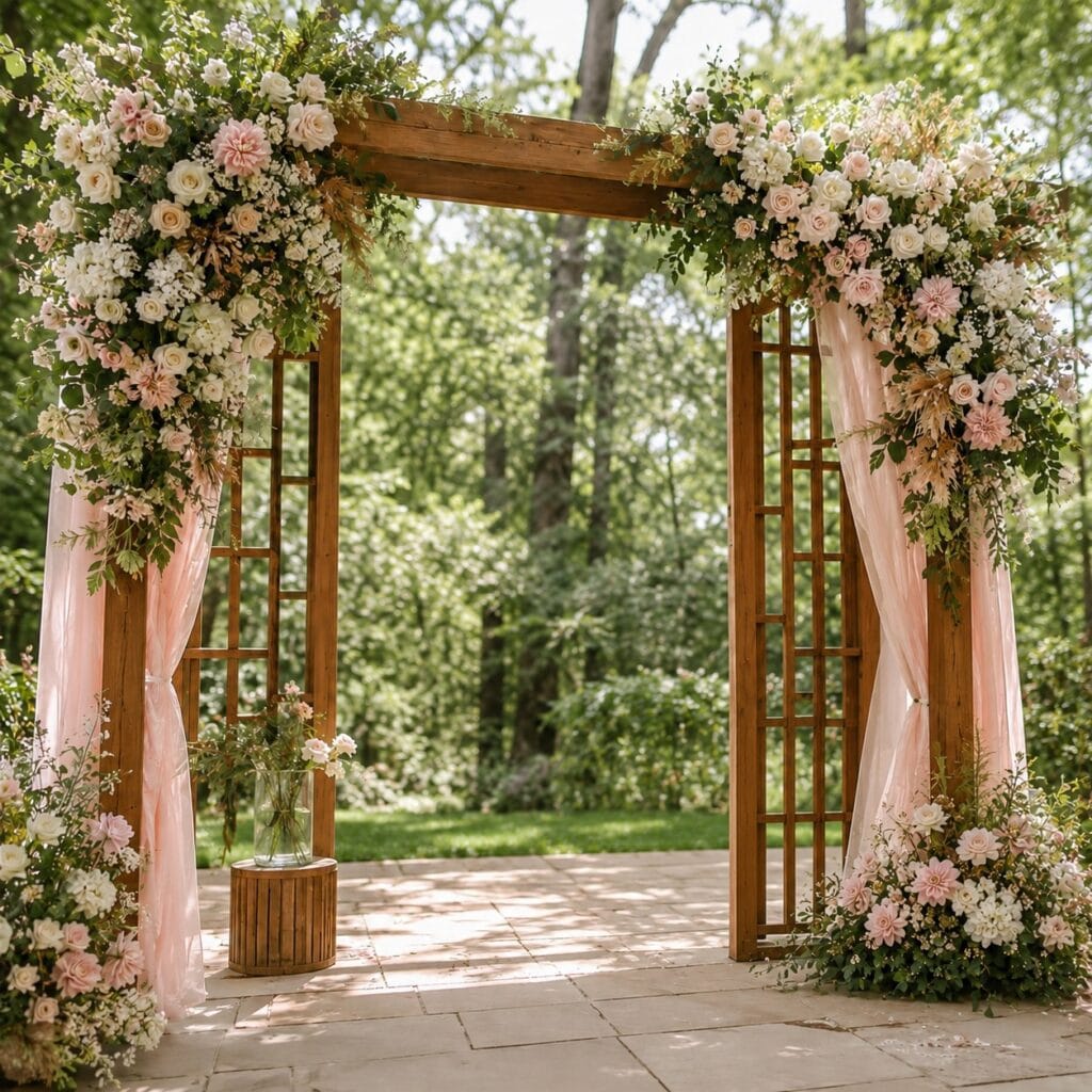 Day pastel Entry Decor - Structure, Drapes, Flowers