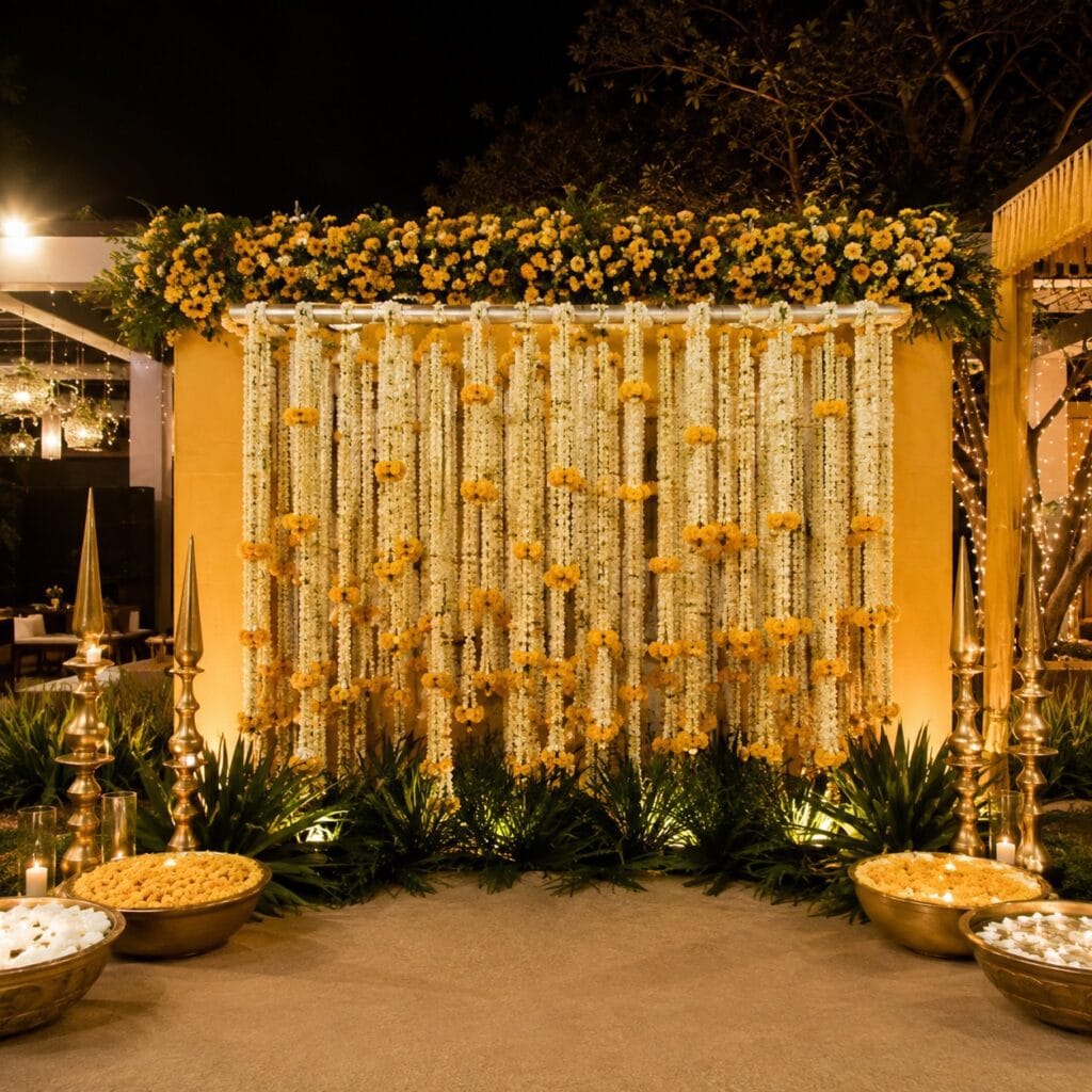 Vatna/ Haldi Backdrop- White Yellow
