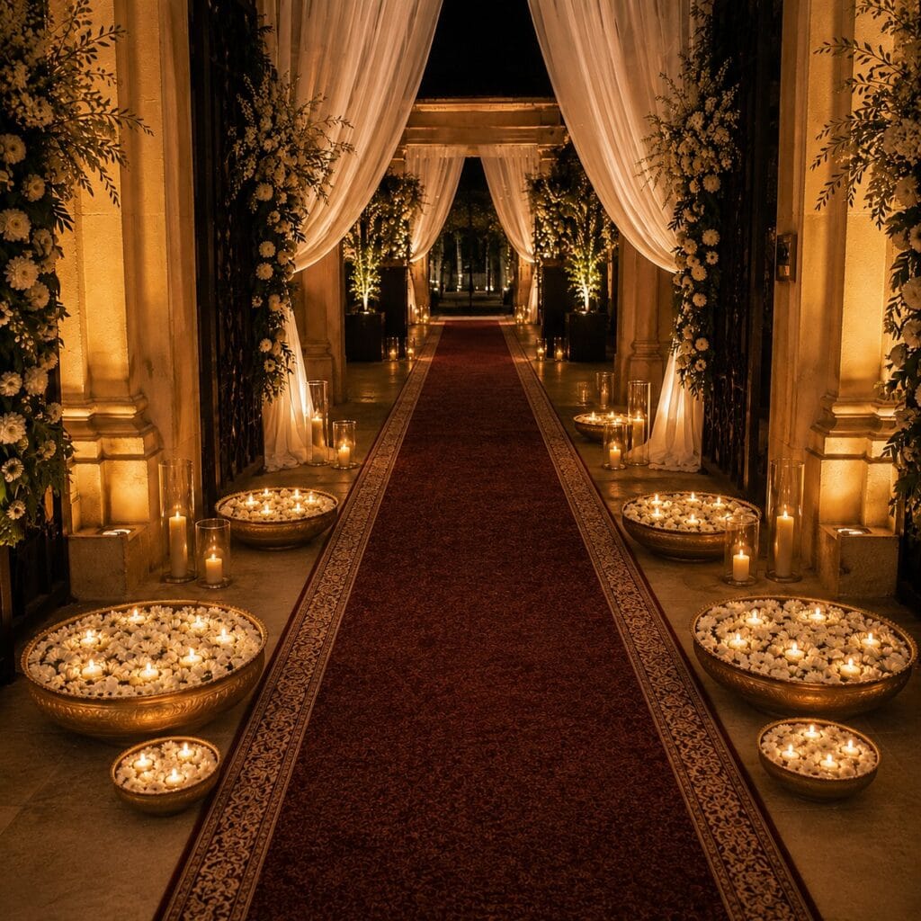 Floor Urlis with Flower and LED Candles