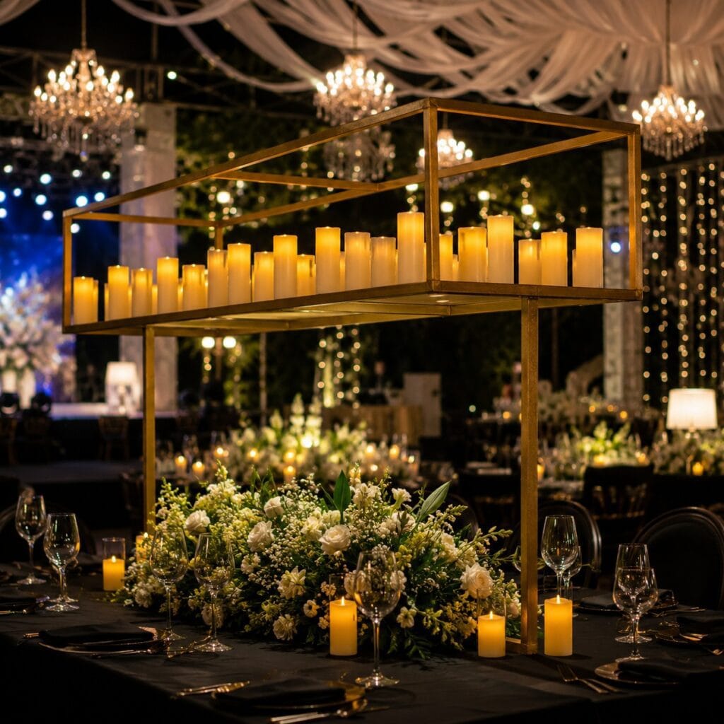 Table Decor Metal Stands with LED Candles
