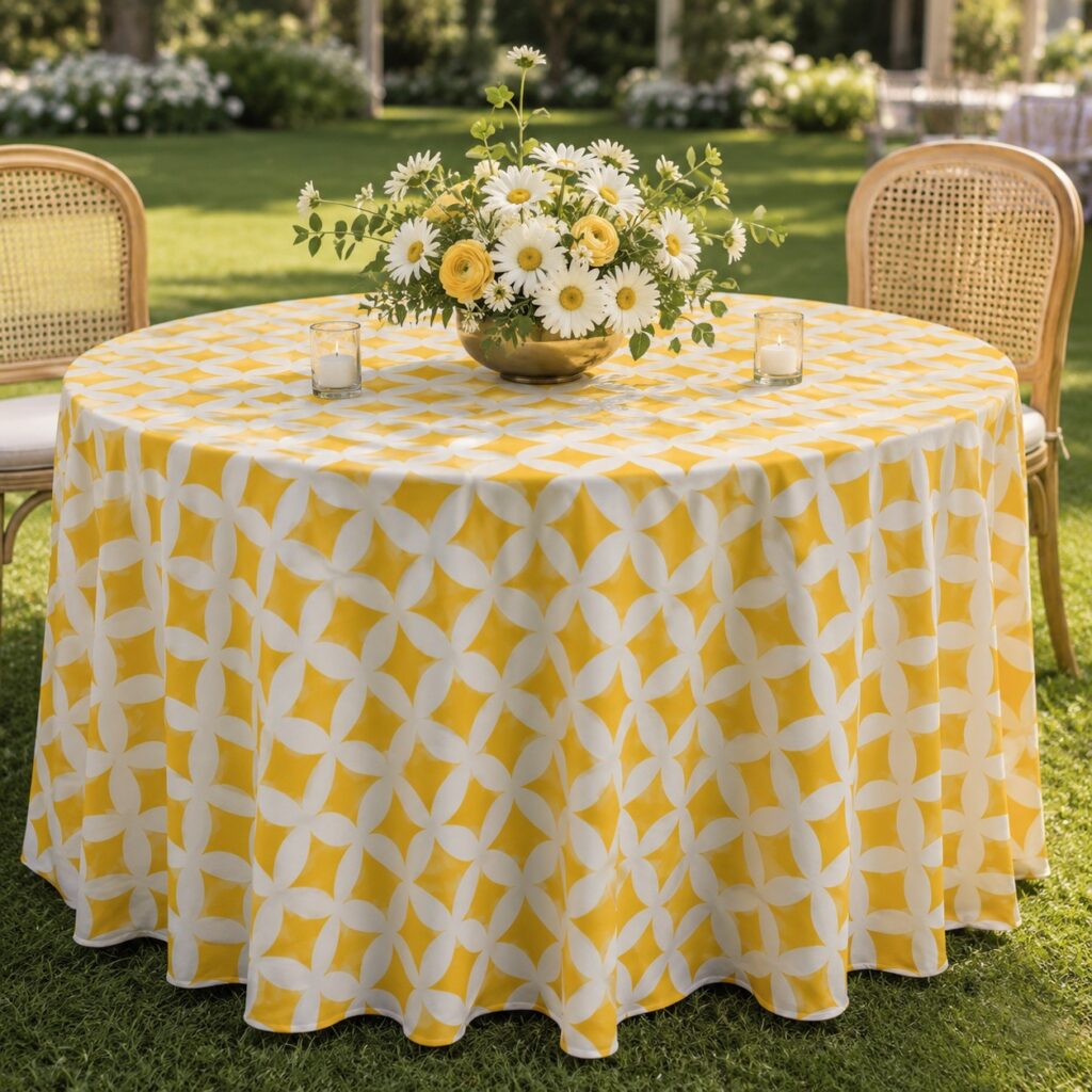 Yellow-White Western Print Table Cover