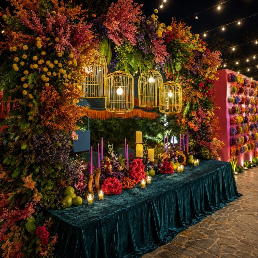 Colourful Dining Table Floral Decor